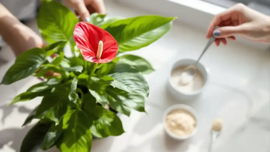 Ontdek hoe een simpele theelepel water je anthurium in een prachtige bloem kan veranderen